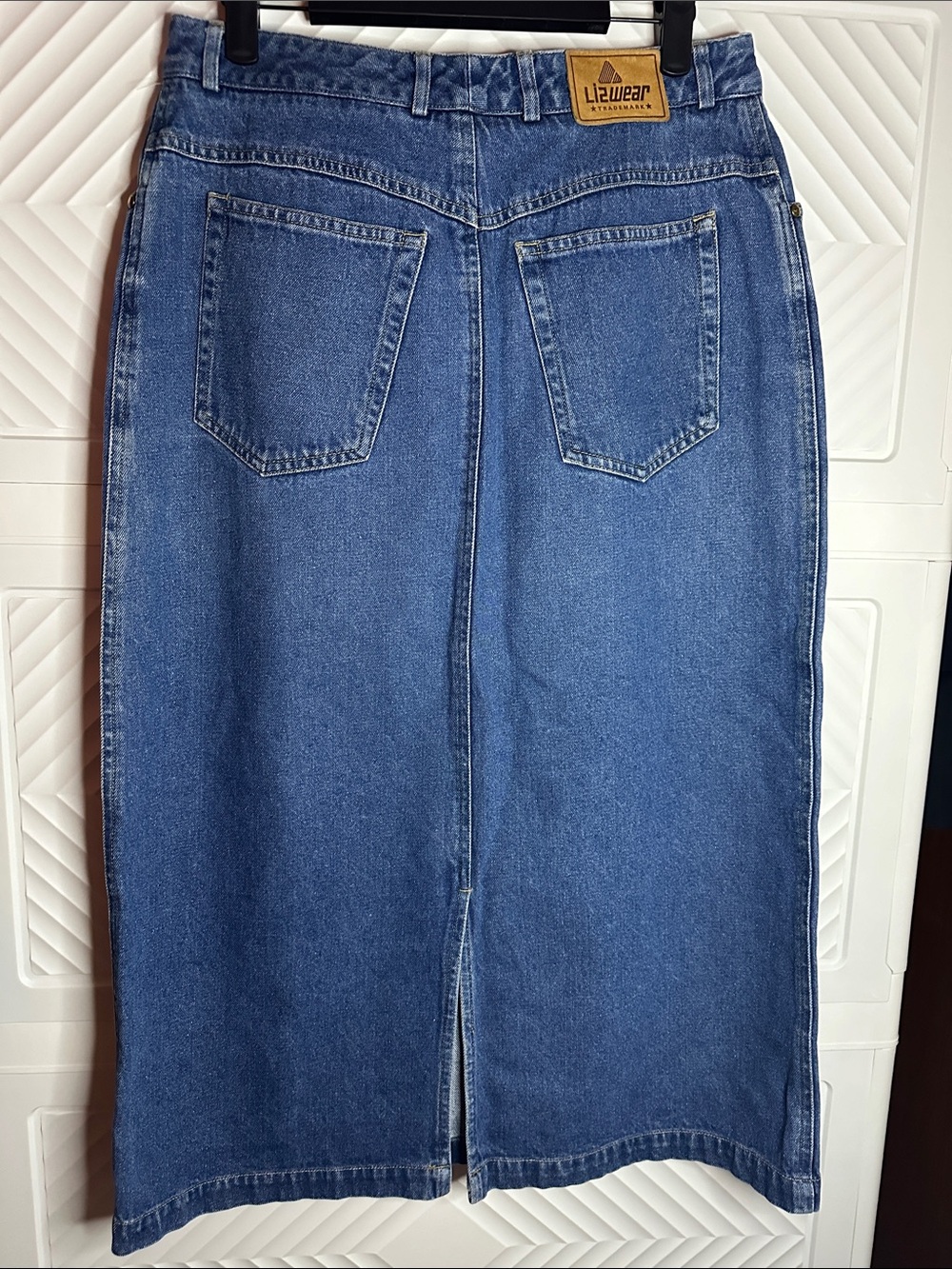 High-Rise Maxi Denim Skirt in Blue - Picture 5 of 8